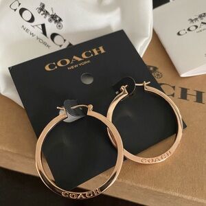 NEVER WORN Coach Hoop Earrings Gold Plated Sterling Silver